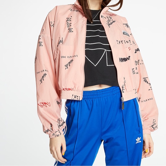 ADIDAS pink RYV collab graffiti print womens windbreaker track jacket - Picture 4 of 11